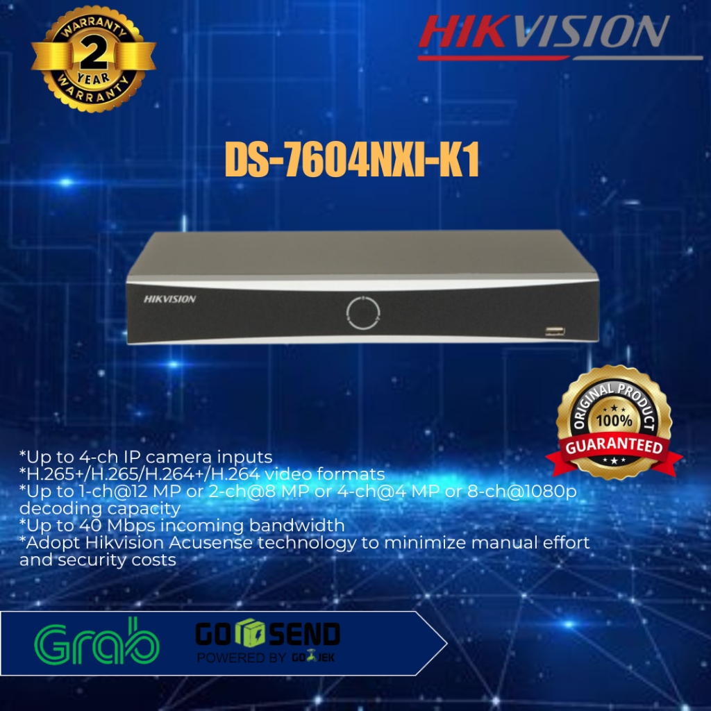 HIKVISION NVR IP CAMERA 4-CH DS-7604NXI-K1 4K
