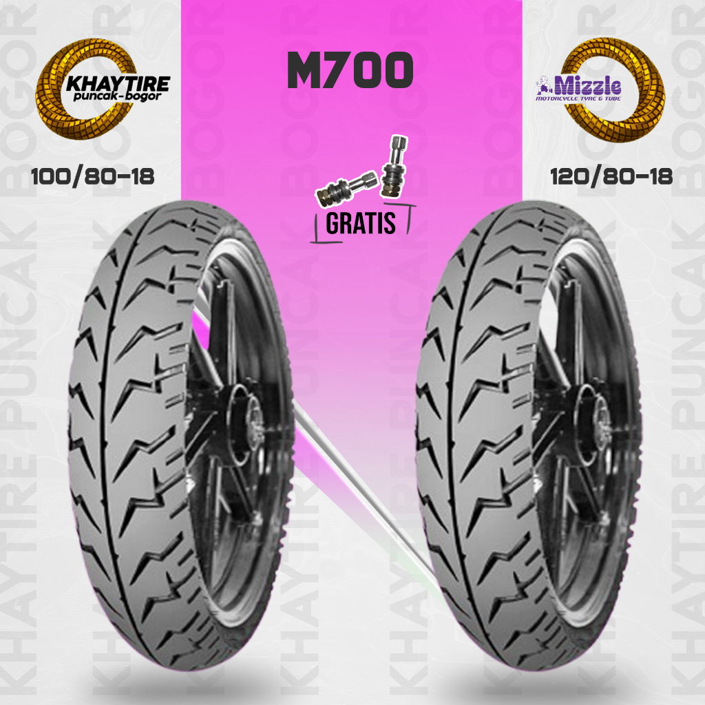 Paket Ban Tubles Motor Honda Tiger MIZZLE M700 100/80 - 120/80 Ring 18
