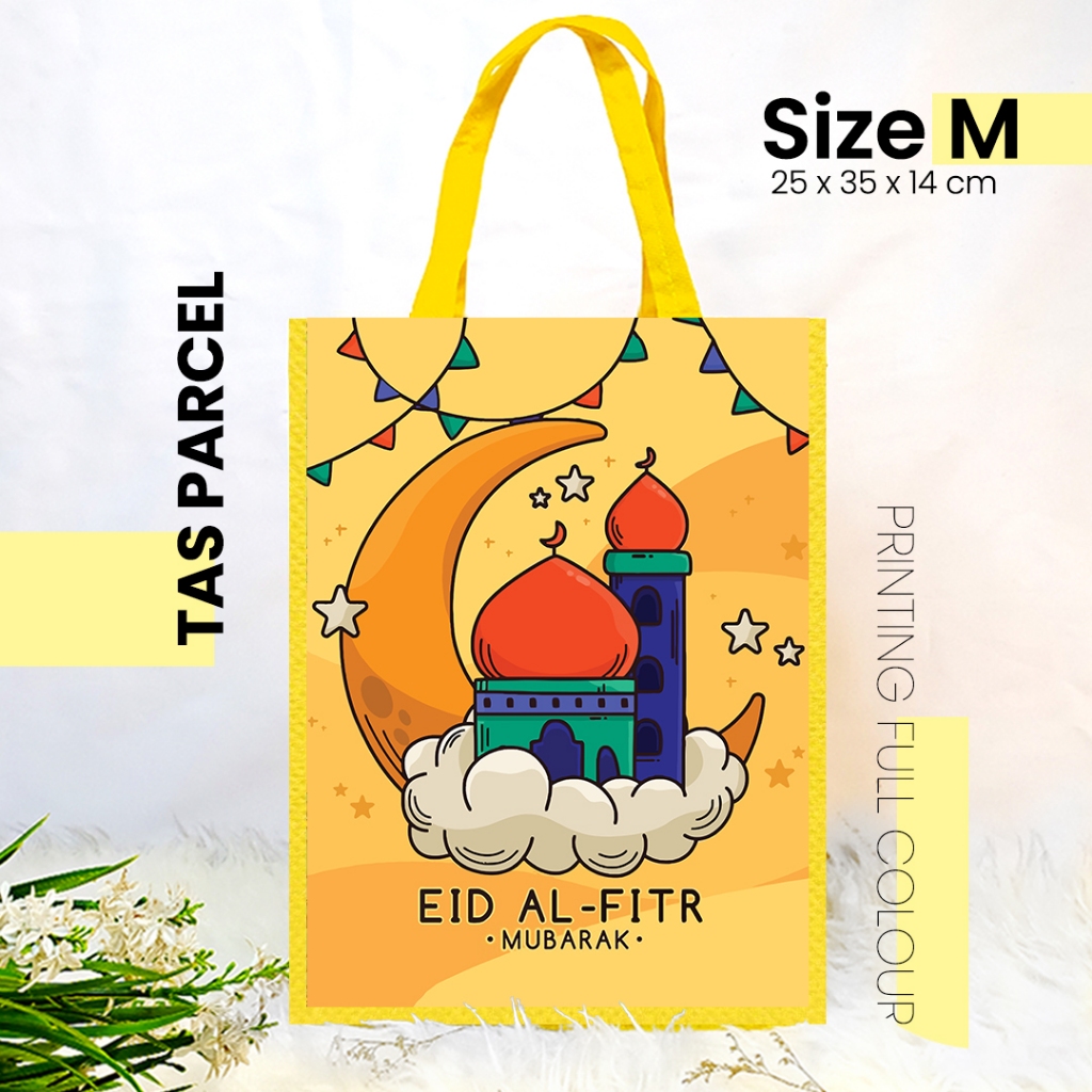 

TAS LEBARAN KUNING AWAN UKURAN KECIL 25x35 - GOODIEBAG IDUL FITRI / TAS PARCEL PRINTING