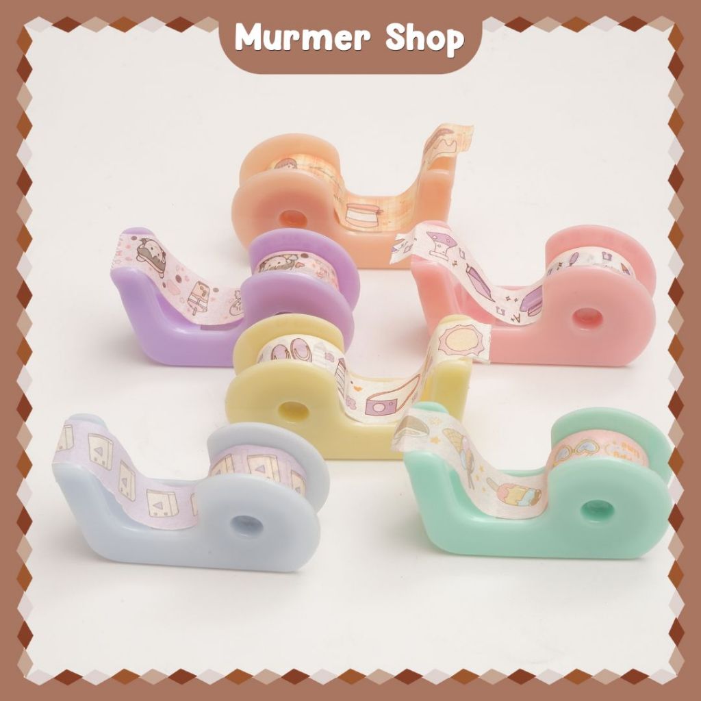 

Lem Washi Tape Sharemine XM-JD2230 8 pcs + Dispenser Roll Cute Glue Paper Kertas Masking Solatip