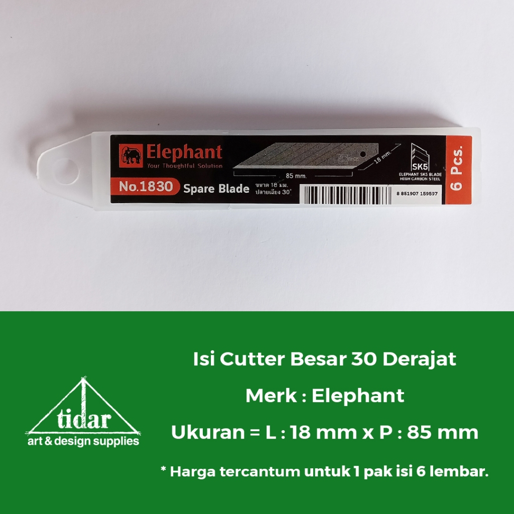 

Elephant Spare Blade 1830 - Refill / Refil / Isi Cutter Besar 30 Derajat - Mata Pisau