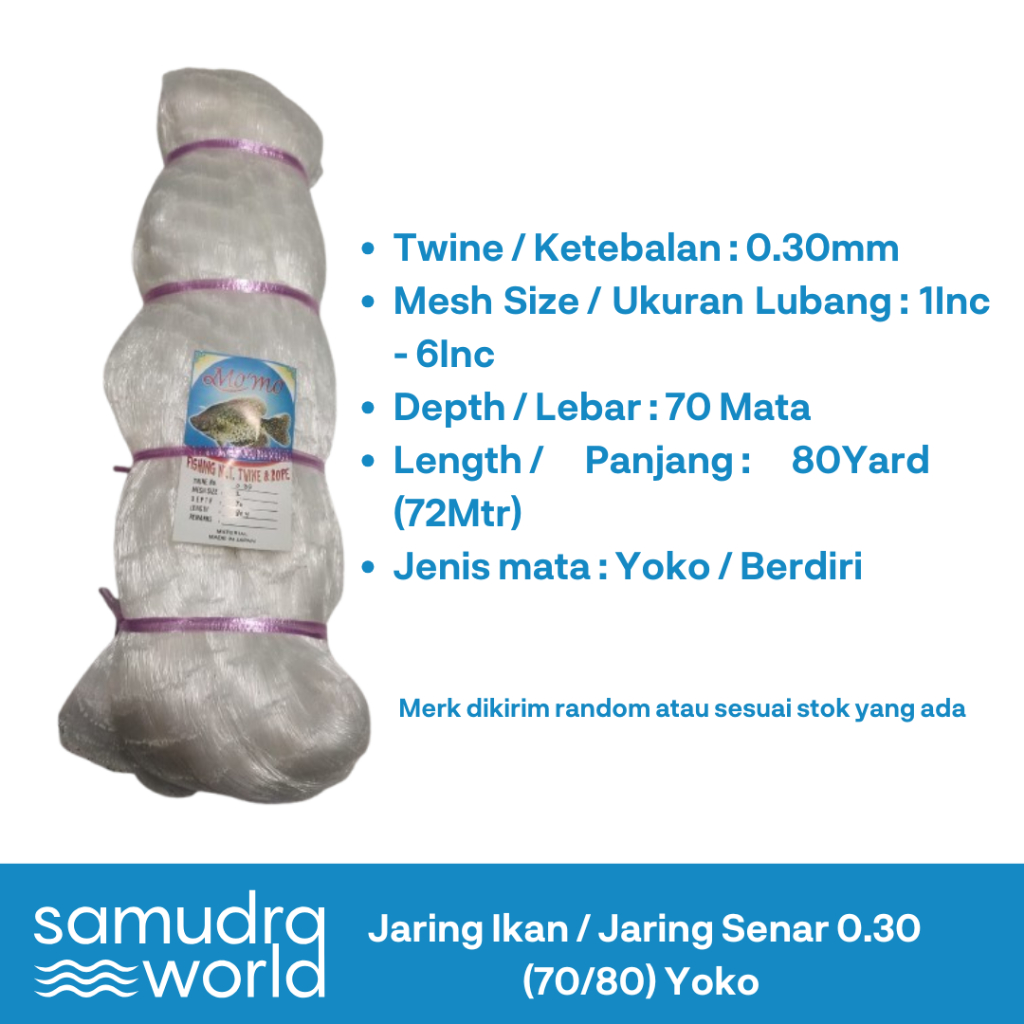 Jaring Ikan / Jaring Tikus / Jaring Senar 0.30 (70x80) Yoko
