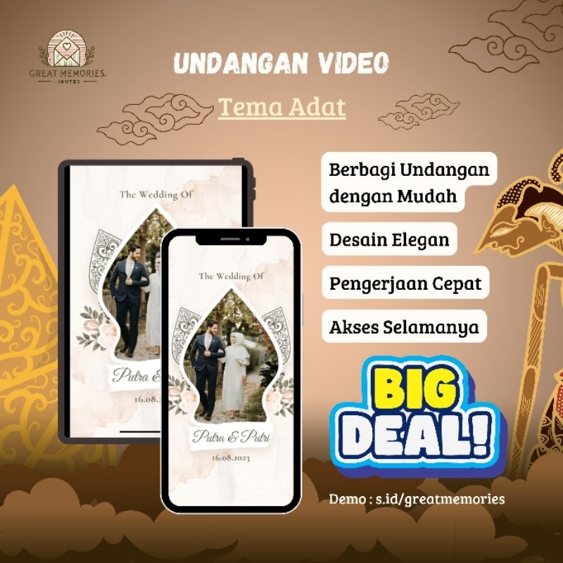 Undangan Pernikahan / Undangan Digital Pernikahan Video Premium  - Tema Adat
