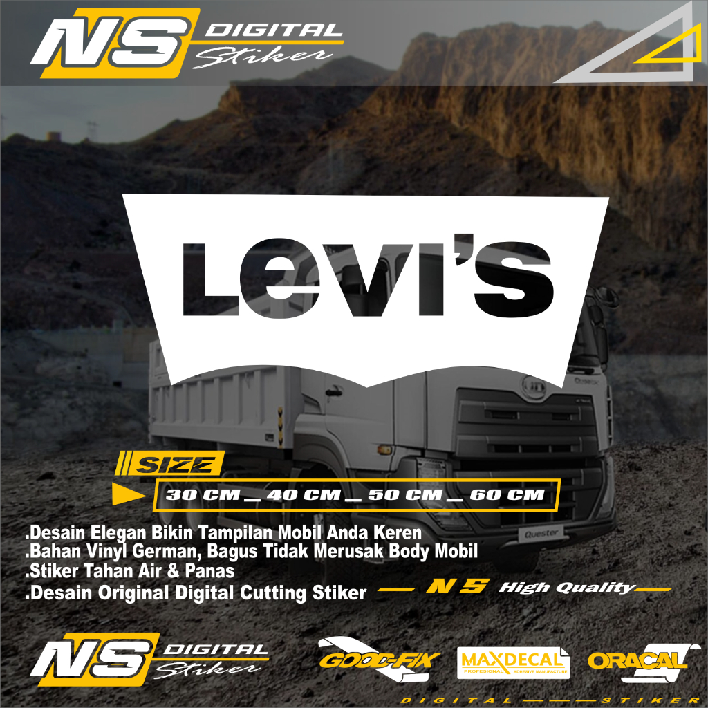 Stiker Mobil Variasi Kaca Bodi Samping Kata Kata Truk Canter Pick Up granmax L300 Keren Tulisan Levi
