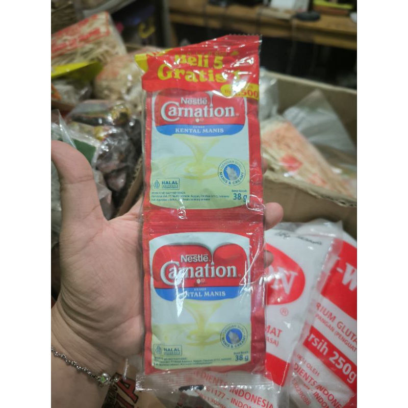 

1 Pak Carnation Susu Kental Manis isi 5 Gratis 1 Sachet @ 38 Gram