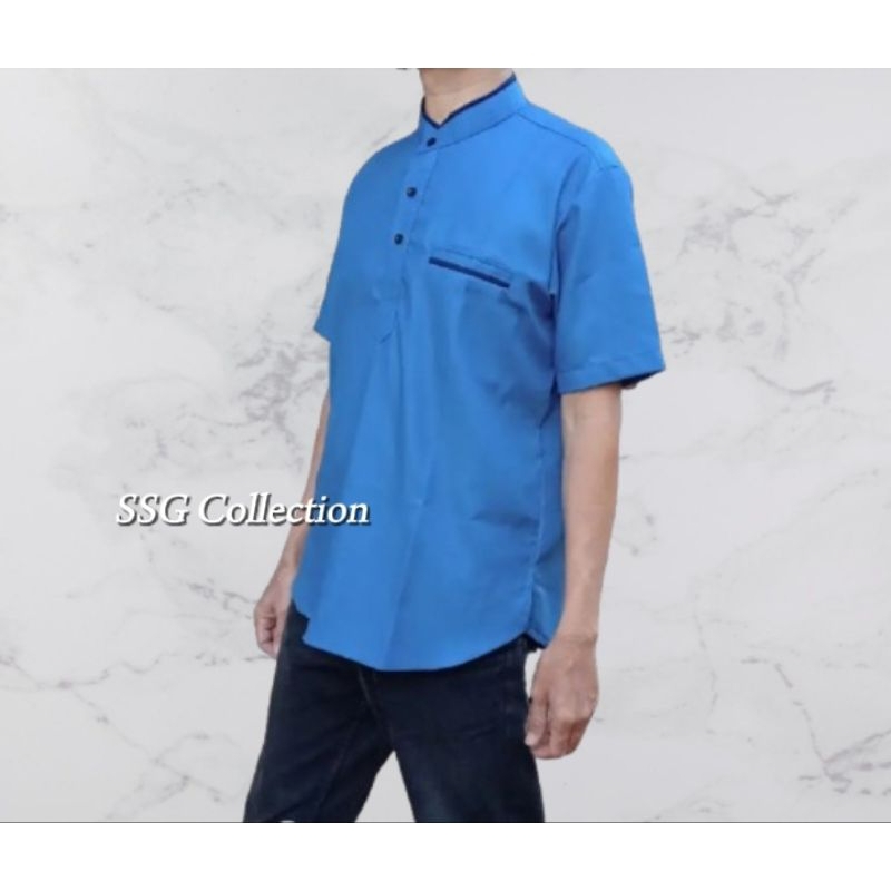 baju koko dewasa/koko ayah/baju koko pria/koko dewasa trend / koko warna denim / koko warna mocca / 