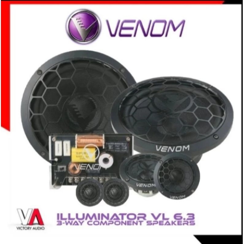 Speaker 3 Way Venom Component Split Venom Black VX 6.3B Venom VX. 6.3B