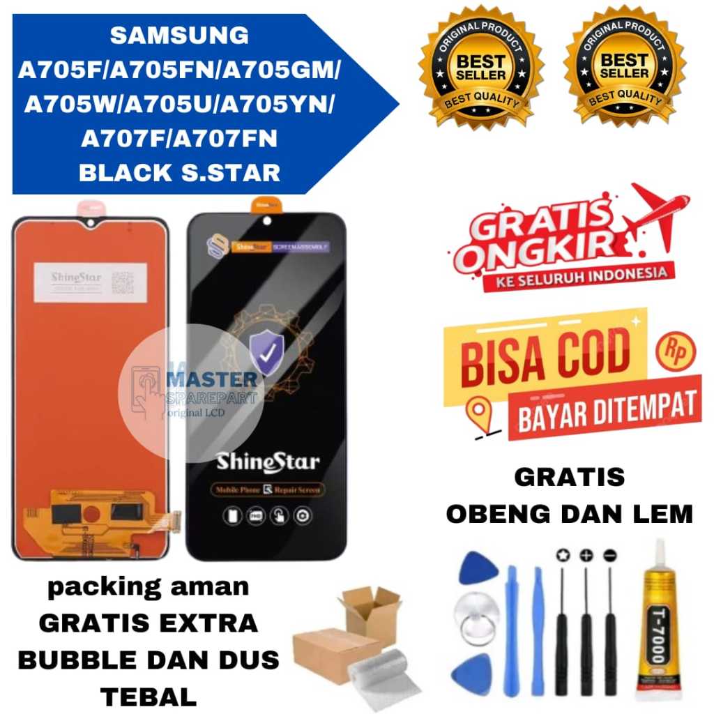Lcd Touchscreen SAMSUNG A705F/A705FN/A705GM/A705W/A705U/A705YN/A707F/A707FN Original Gratis Obeng + 