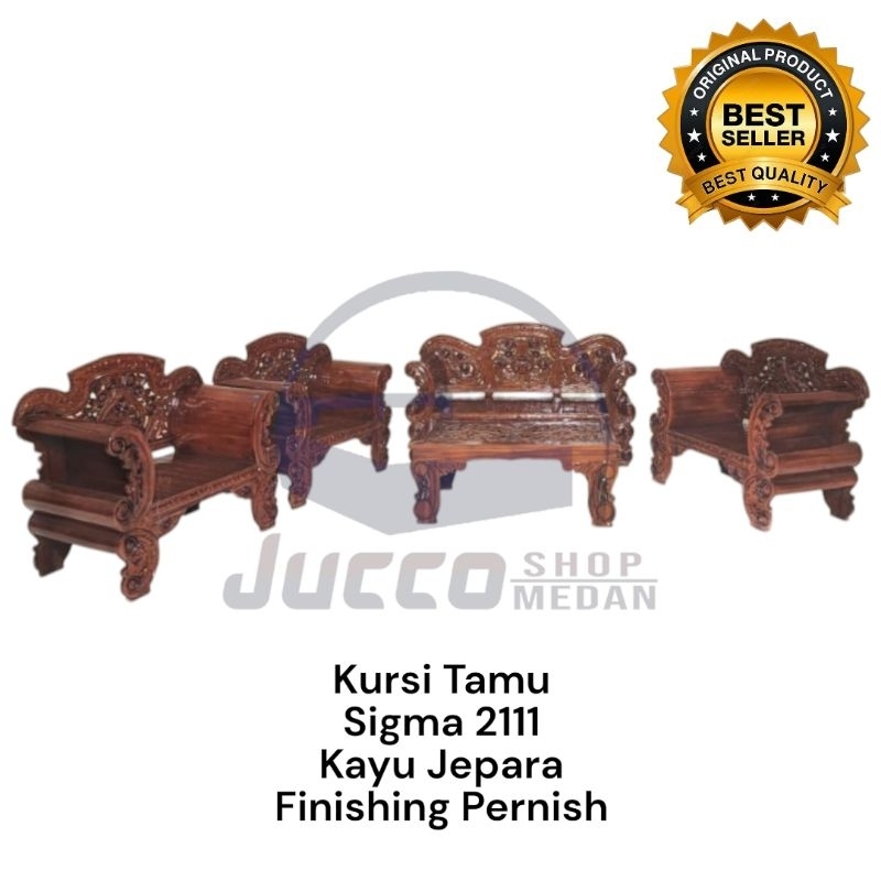[ JUCCO ] Kursi Tamu Kayu Jati Jepara - Sofa Tamu Kayu Minimalis Ukir 3111 - Sofa Kayu Jati Jepara M