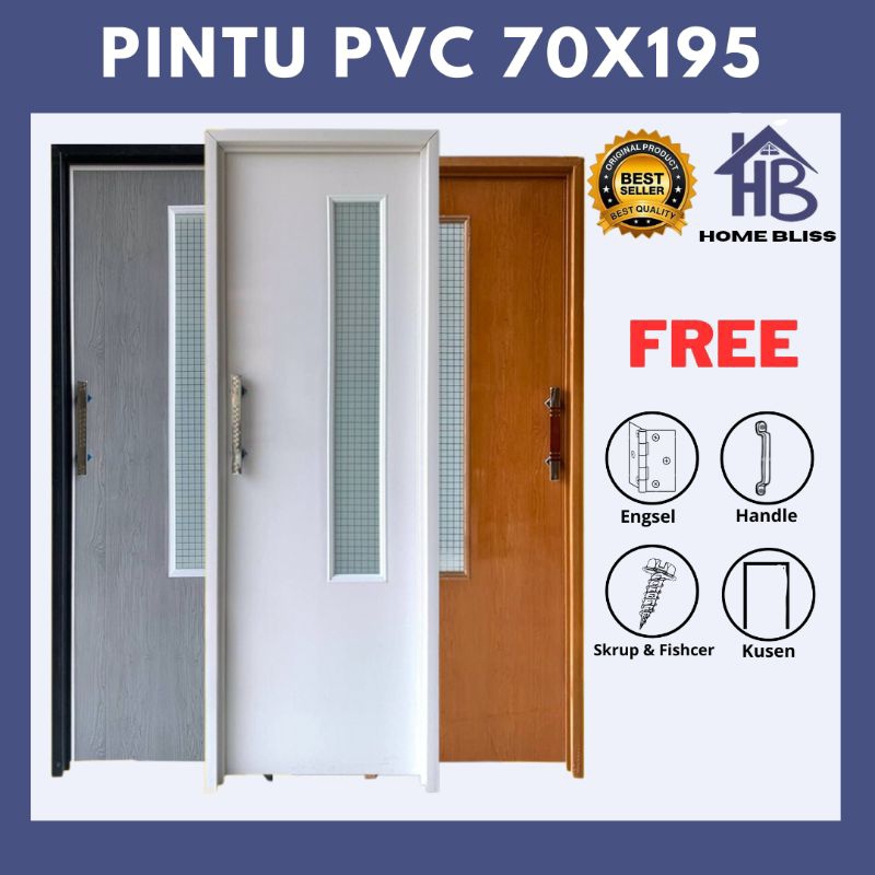 Pintu Kamar Mandi PVC Kaca Buram Minimalis Termurah Ukuran 70x195