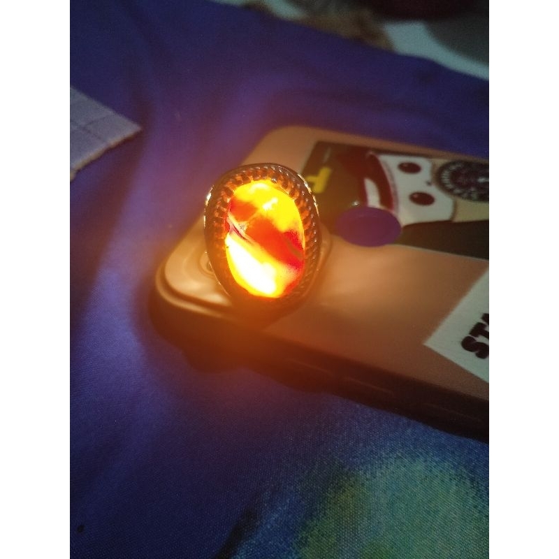 cincin batu akik warna merah combong