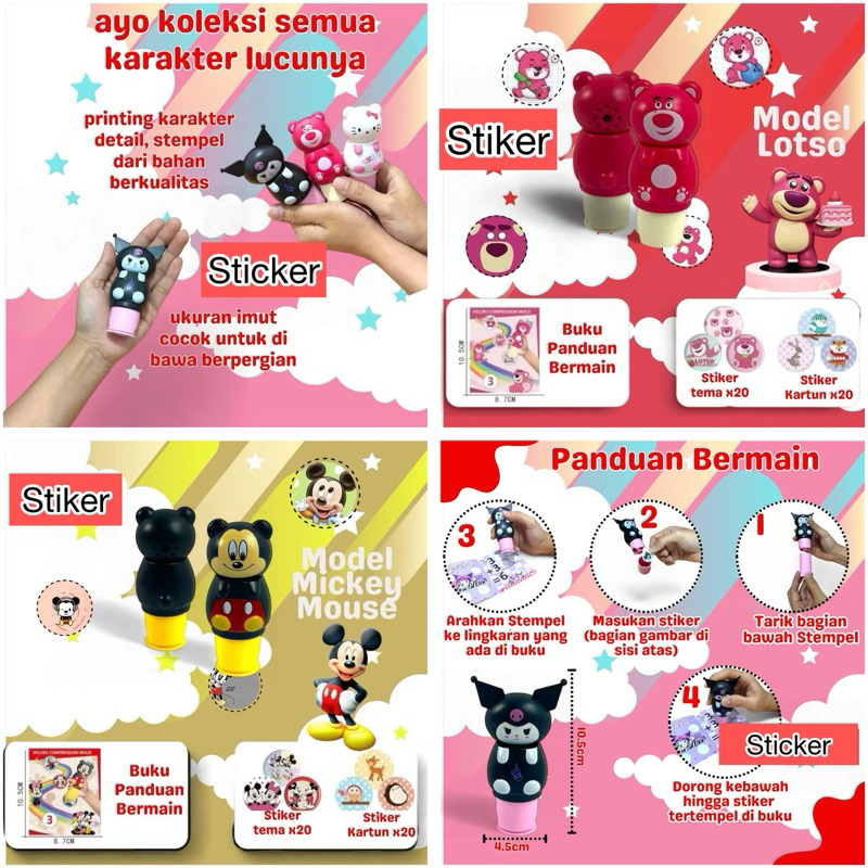 

Mainan stempel stiker Edukasi Karakter Lucu Stempel Magic Seal Stickers For Kids hadiah buku stiker kartun