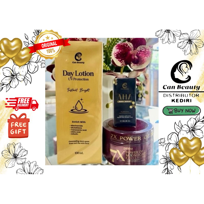 can beauty PAKET BODY LOTION (day lotion, aha Body serum, lotion daviena)