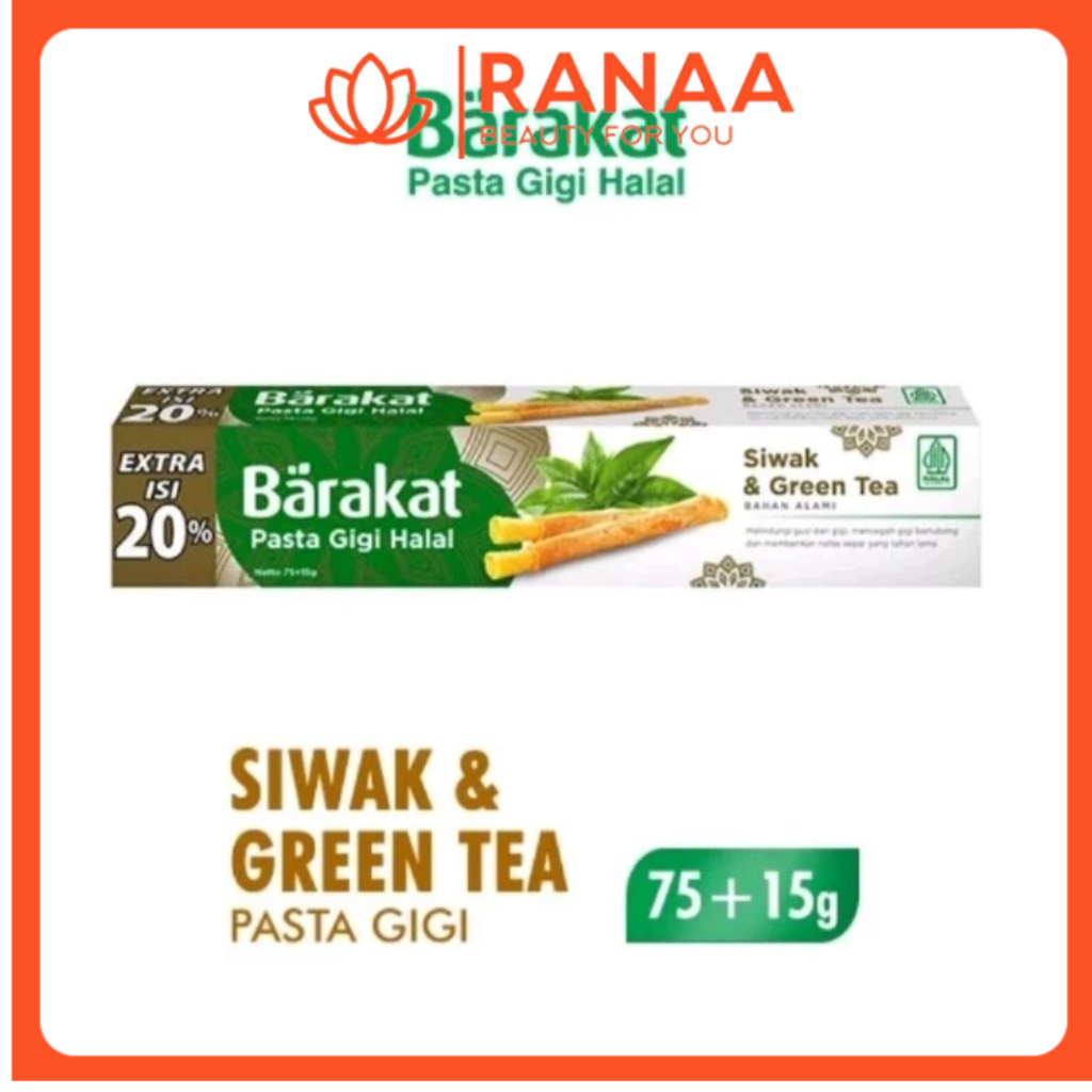 Barakat Pasta Gigi Siwak & Greentea Tube 75+15gr | Odol Barakat Siwak