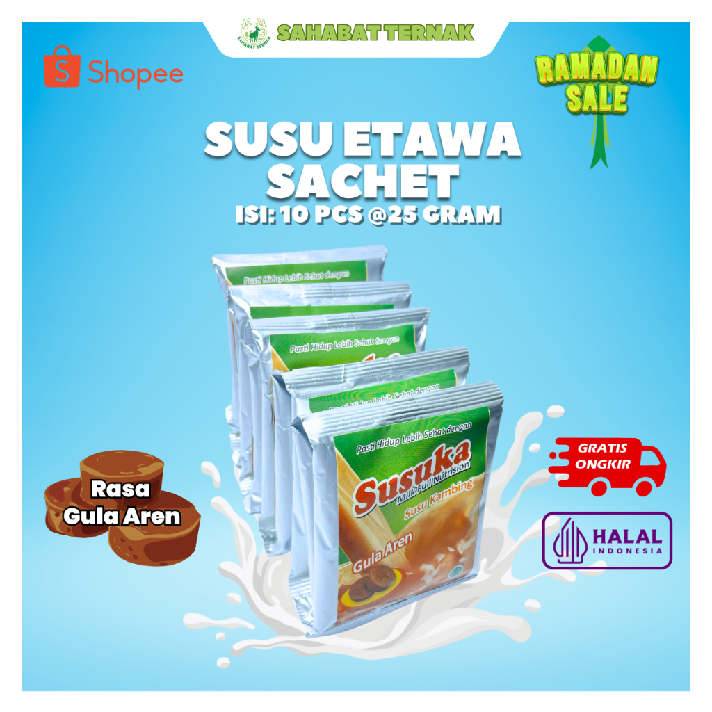 

Susu Kambing Bubuk Susuka Sachet Rasa Gula Aren