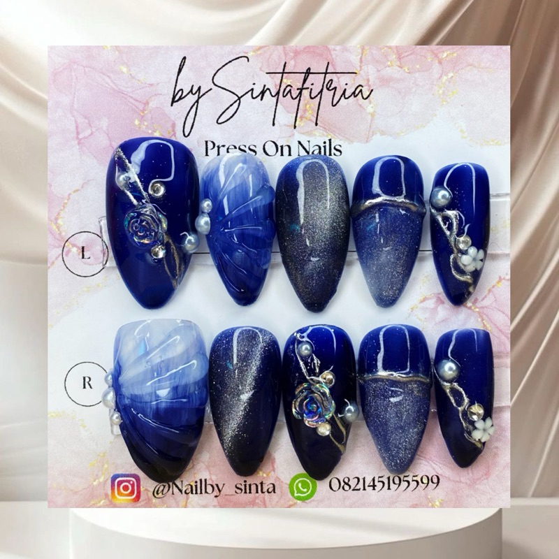 kuku palsu wedding navy