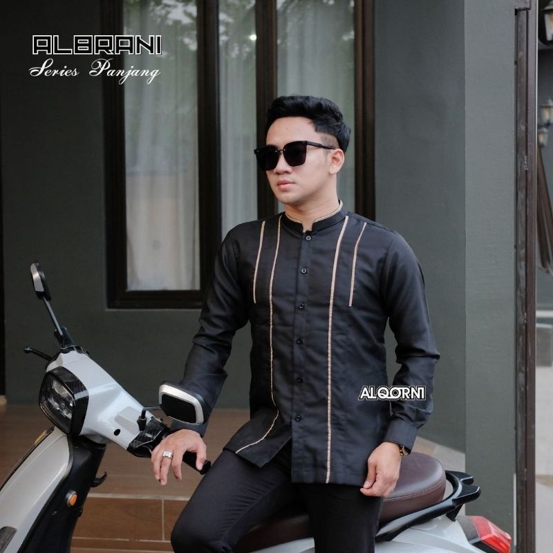Kemeja Koko Lengan Panjang QUALITY PREMIUM Hitam-Putih