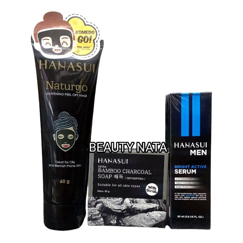 Skincare Pria Hanasui Paket Untuk Kulit Berkomedo | Masker Naturgo Hanasui