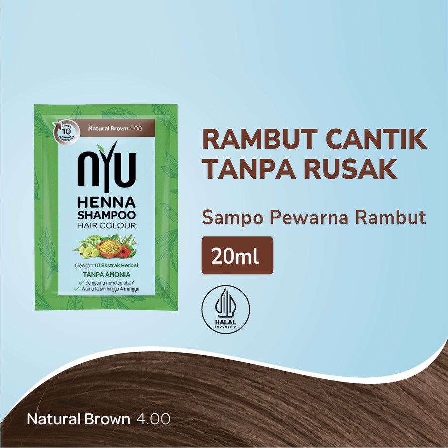 Sampo Pewarna Rambut NYU Henna Shampoo Hair Color Natural Brown