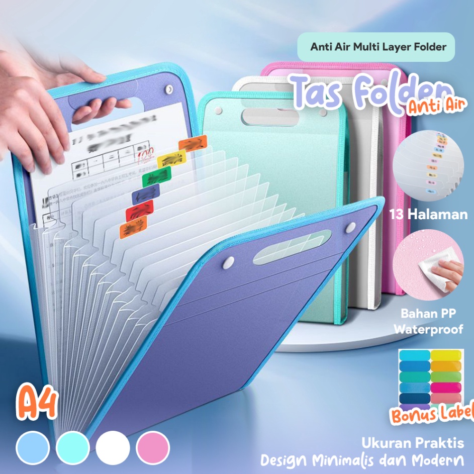 

Trendy Tas File Handle Warna Transparan Anti Air Multi Layer Folder Tas File 13 Sekat Map Tas Dokumen A4 Folder Map Kerja Document