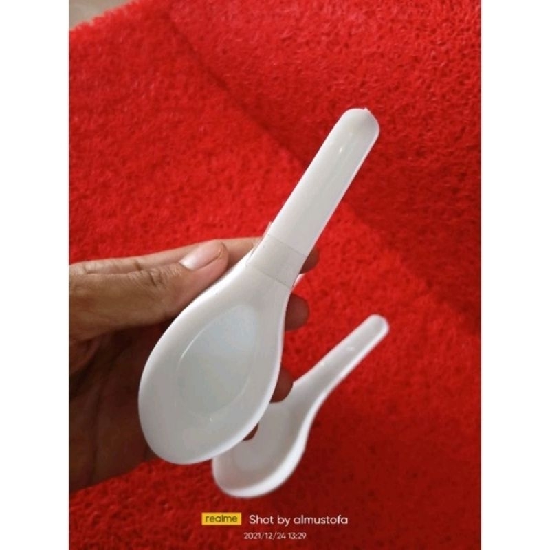 12pcs sendok bebek besar putih MG /sendok catering nasi bungkus / sup / sendok es buah / sendok pudi