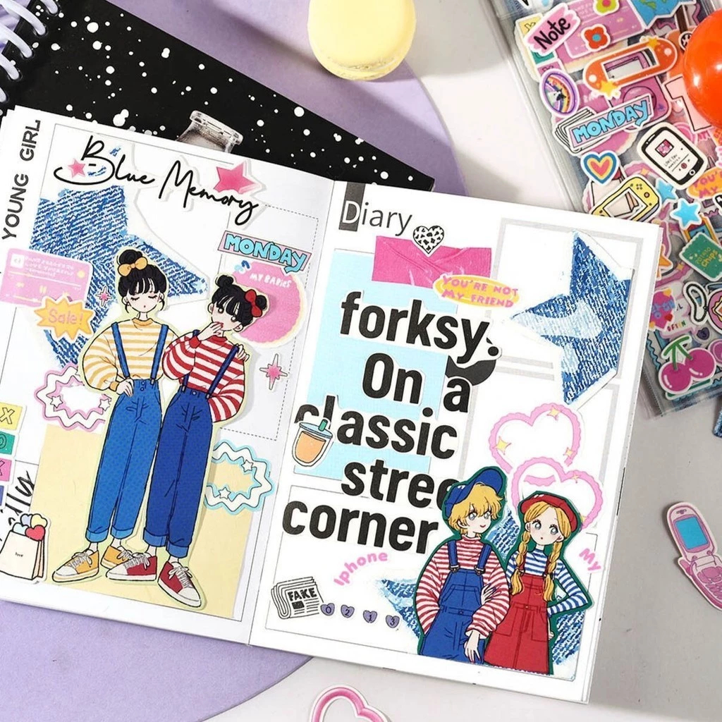 

[yaestage] 3Pcs COLORFUL CUTE DENIM Sticker Decor Scrapbook