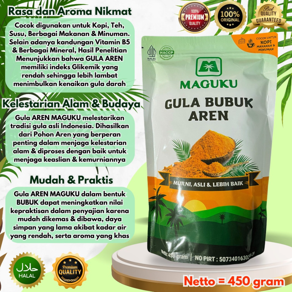 

ORIGINAL GULA AREN ORGANIK, COCONUT SUGAR GULA AREN BUBUK ASLI 100% GULA BUBUK AREN PREMIUM SUPER