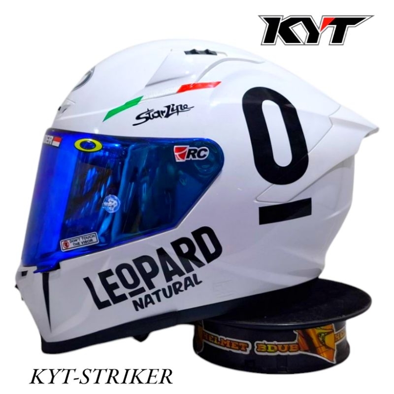 Helm KYT Striker White leopard paket ganteng 100% original KYT