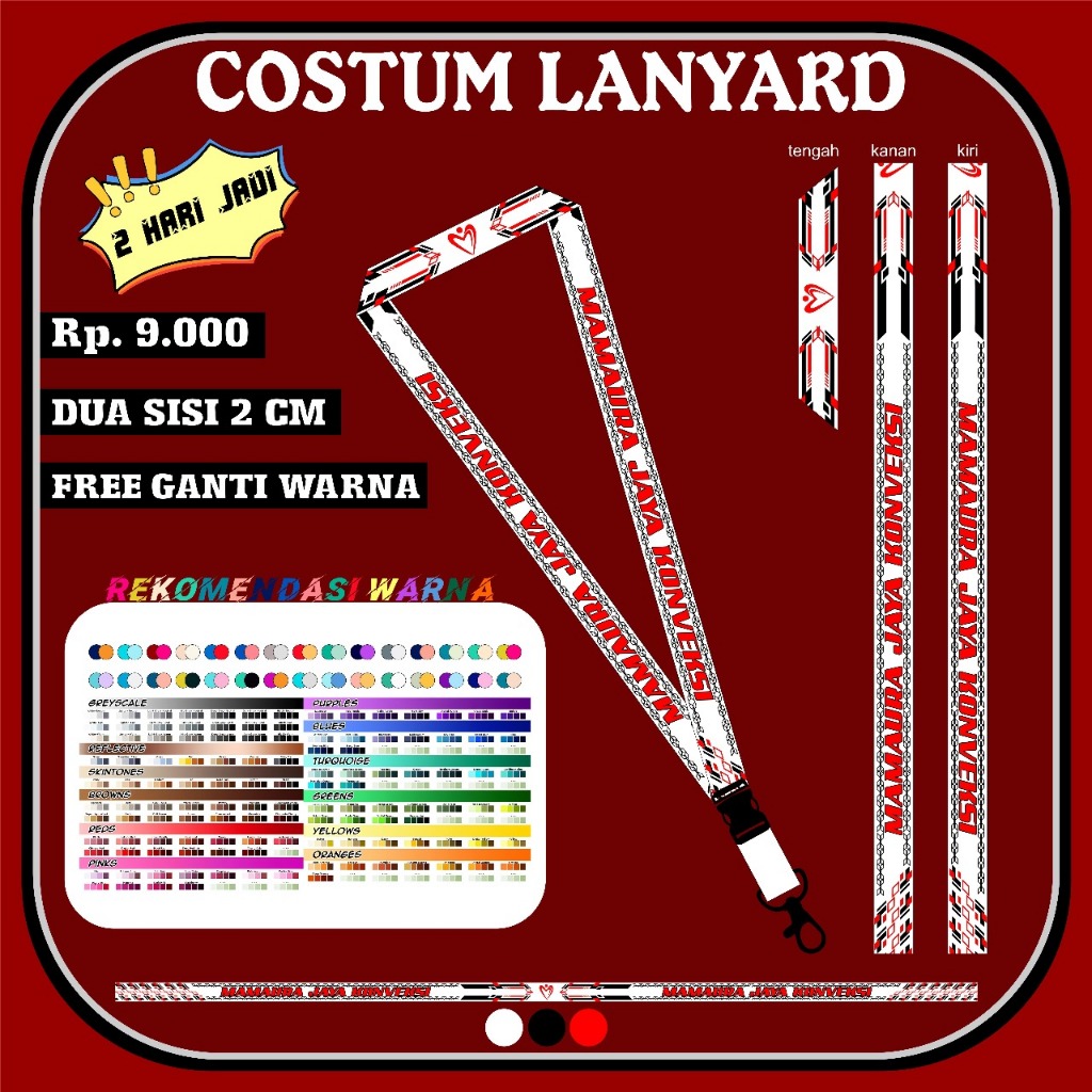 

LANYARDIN | 08 Lanyard Custom Design - Tali ID Card Custom - Print Tali Lanyard - Kalung ID Card Ori