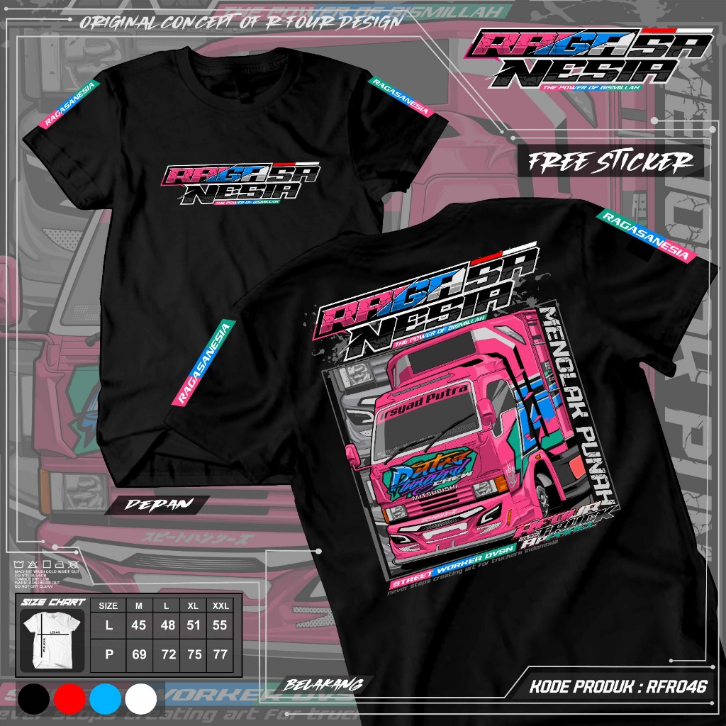Cod Baju Kaos Truk Ragasa Mania RFR046 Lengan Pendek  Crew Neck Driver Muda Atasan Dewasa Unisex