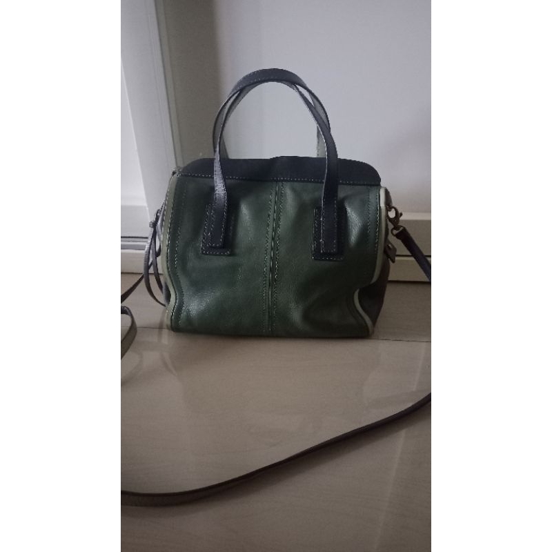 Fossil Emma satchel green multi preloved pl second bekas seken fosil ocil