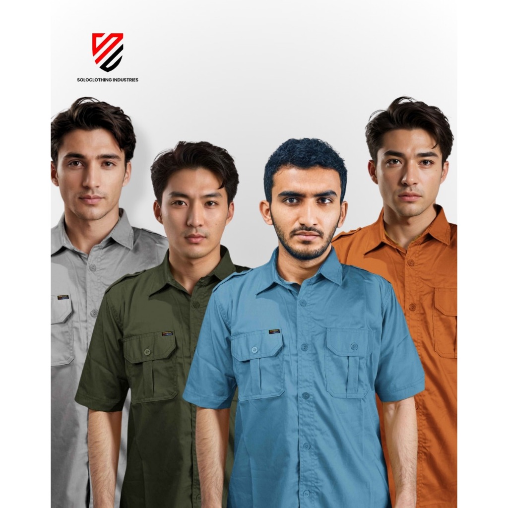Baju Polos Pendek Pria/ Wanita Warna Abu Muda, Hijau Army, Biru Langit, Terakota/ Merah Bata, untuk 