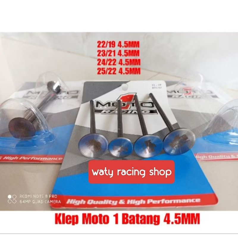 Klep MOTO 1 MX 135 Satria Fu Klep 22/19 batang 4.5mm 23/21 batang 4.5mm 23/20 batang 4.5mm 24/22 bat