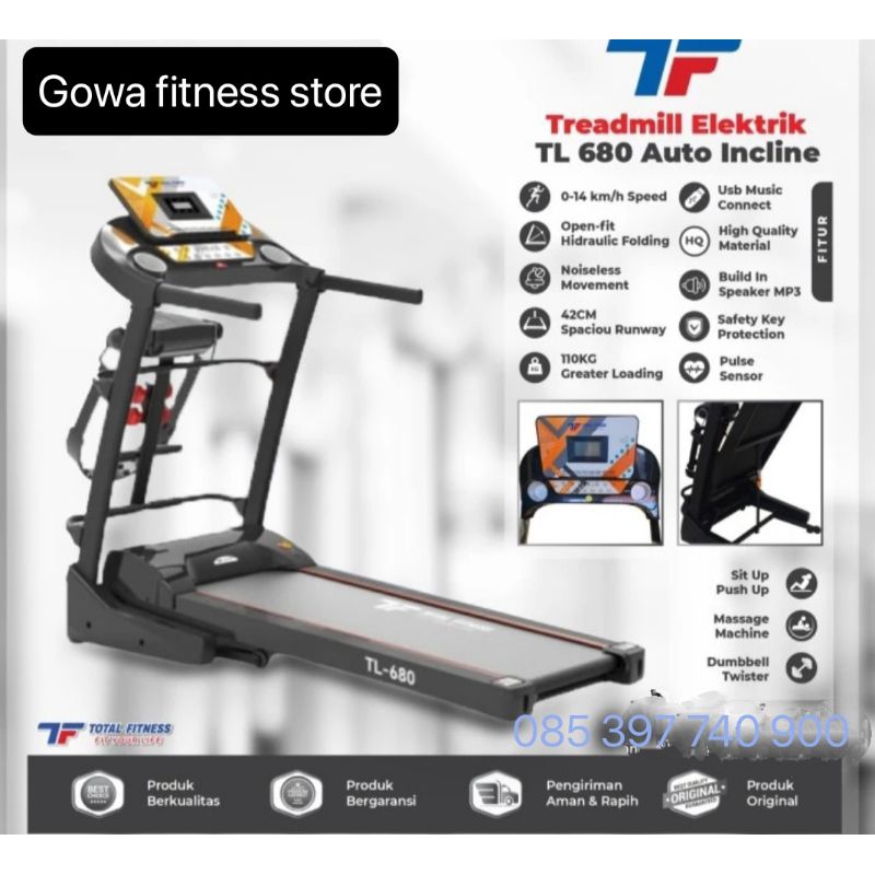 Alat fitness treadmill total fitness treadmill elektrik TL-680