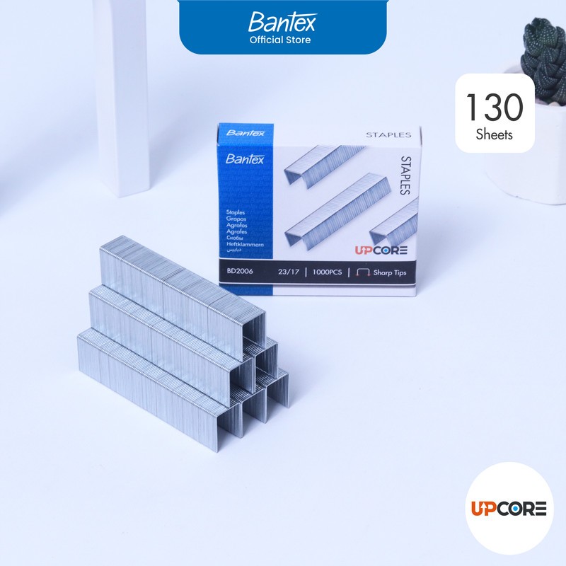 

Bantex Staples 23/17 Ujung Tajam Anti Karat | Untuk 120 Lembar Kertas | Isi 1000 Pcs