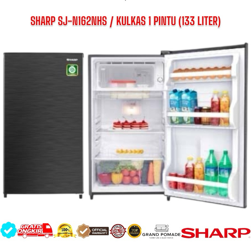 KULKAS SHARP 1 PINTU SJN-162NHS / LEMARI ES 1 PINTU SHARP SJN162NHS