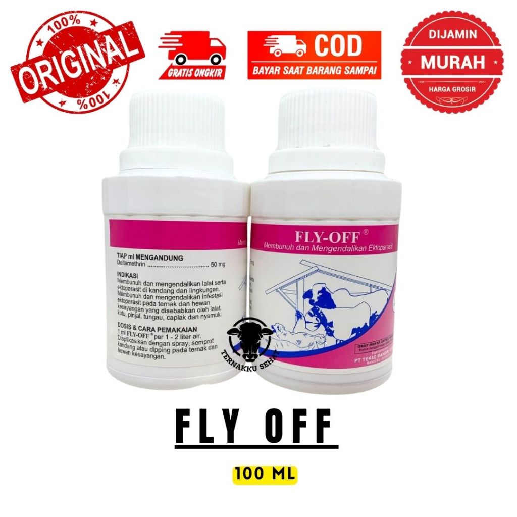 FLY OFF 100ML - Obat Anti Lalat Kutu Nyamuk Pinjal Tungau Caplak Parasit Semprot Hewan - Obat LalatC