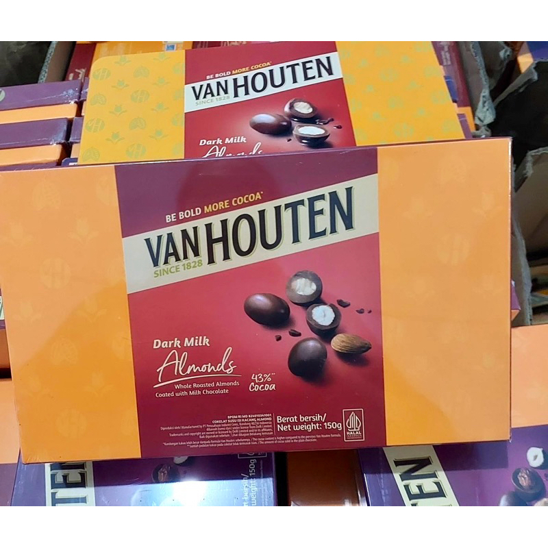 

VANHOUTEN Dark milk Almonds Whole Roasted Almond Coated with Milk Chocolate | Cokelat Susu isi Kacang Almond 150gr