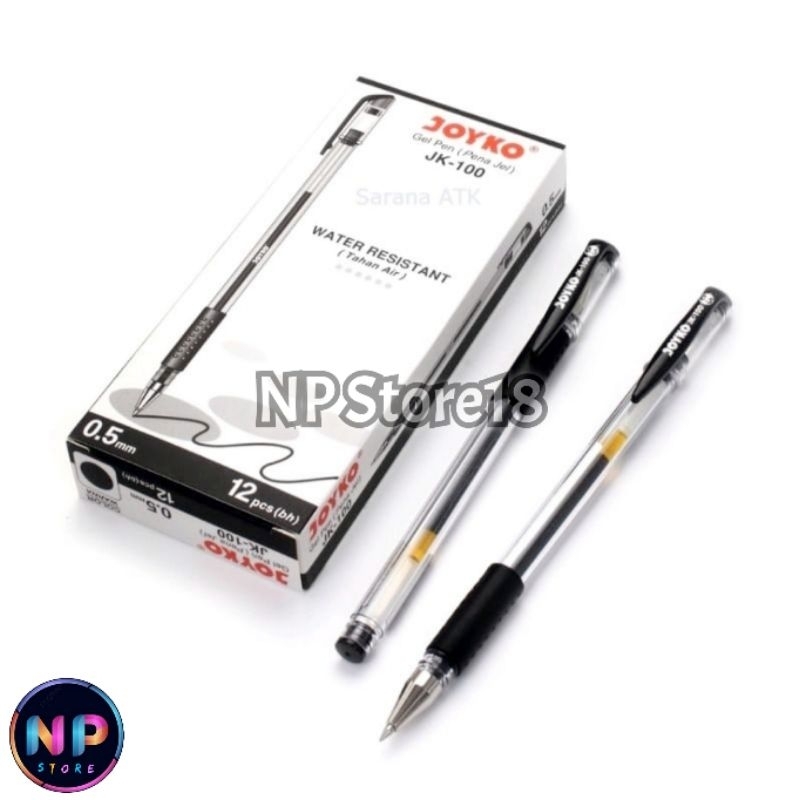 

Pulpen Gel (Pena Jel) Merk Joyko Type JK-100 Warna Hitam Per Lusin 12 Pcs