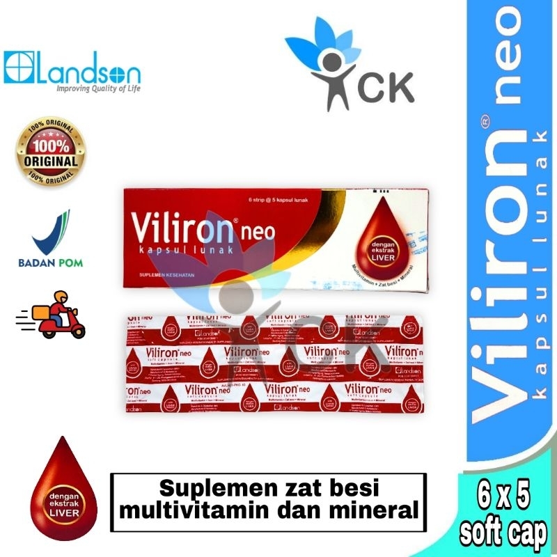 VILIRON NEO - box isi 30 soft gel / strip isi 5 soft gel - suplemen zat besi penambah darah