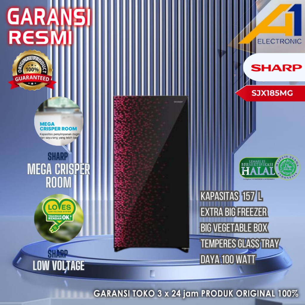 KULKAS SHARP SJX185MG / SJX 185 MG 157 LITER 100% GARANSI RESMI