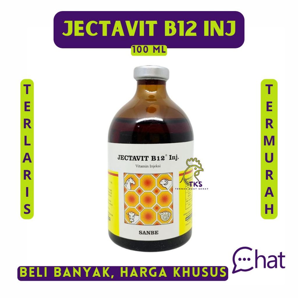 JECTAVIT B12 100 ml - Vitamin B12 Sapi Domba Kambing Kuda Babi Kucing