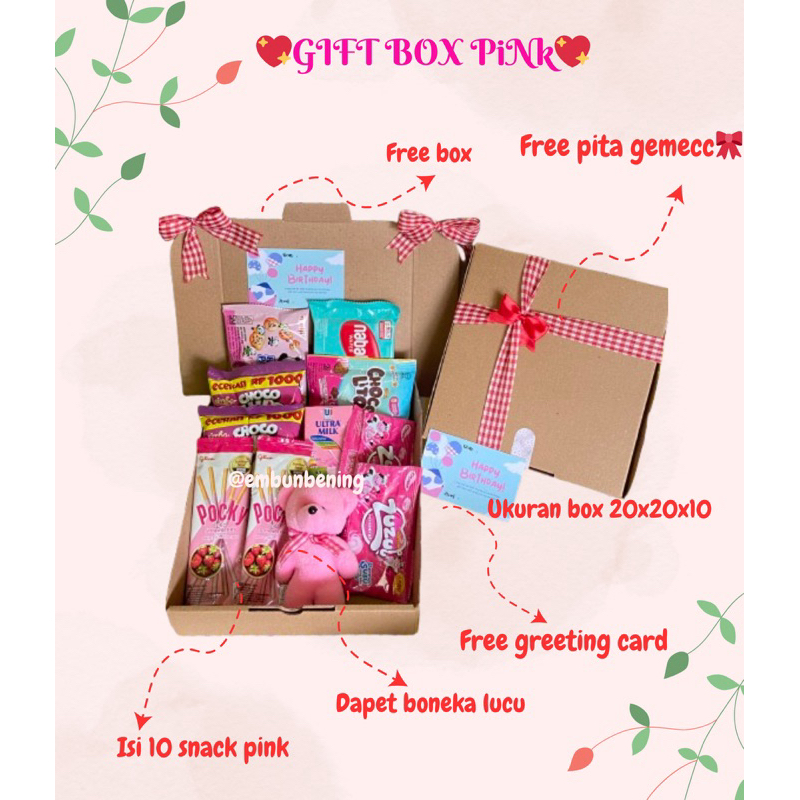 

Hampers Gift Box Premium Snack Box Kado Ulang Tahun Valentine Anniversary Kado Wisuda by Embun Bening