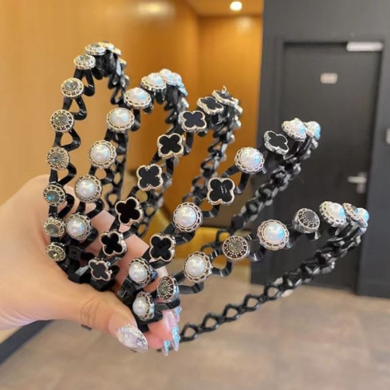 2 in 1 bando include jepit rambut / bando fashion Korea / bando lucu / bando mutiara