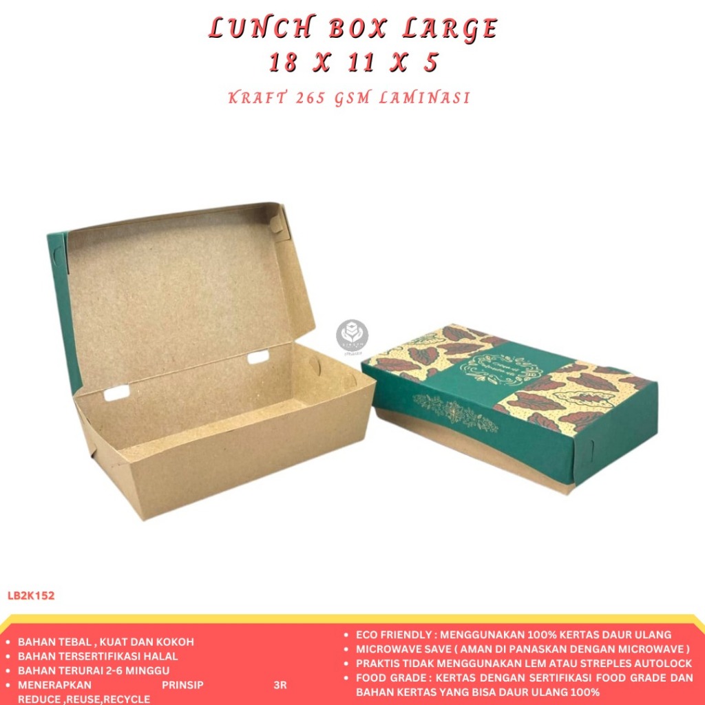 

Paper Lunch Box Large Lunch Box Large Bahan 265 Gsm (LB2K152-Laminasi)