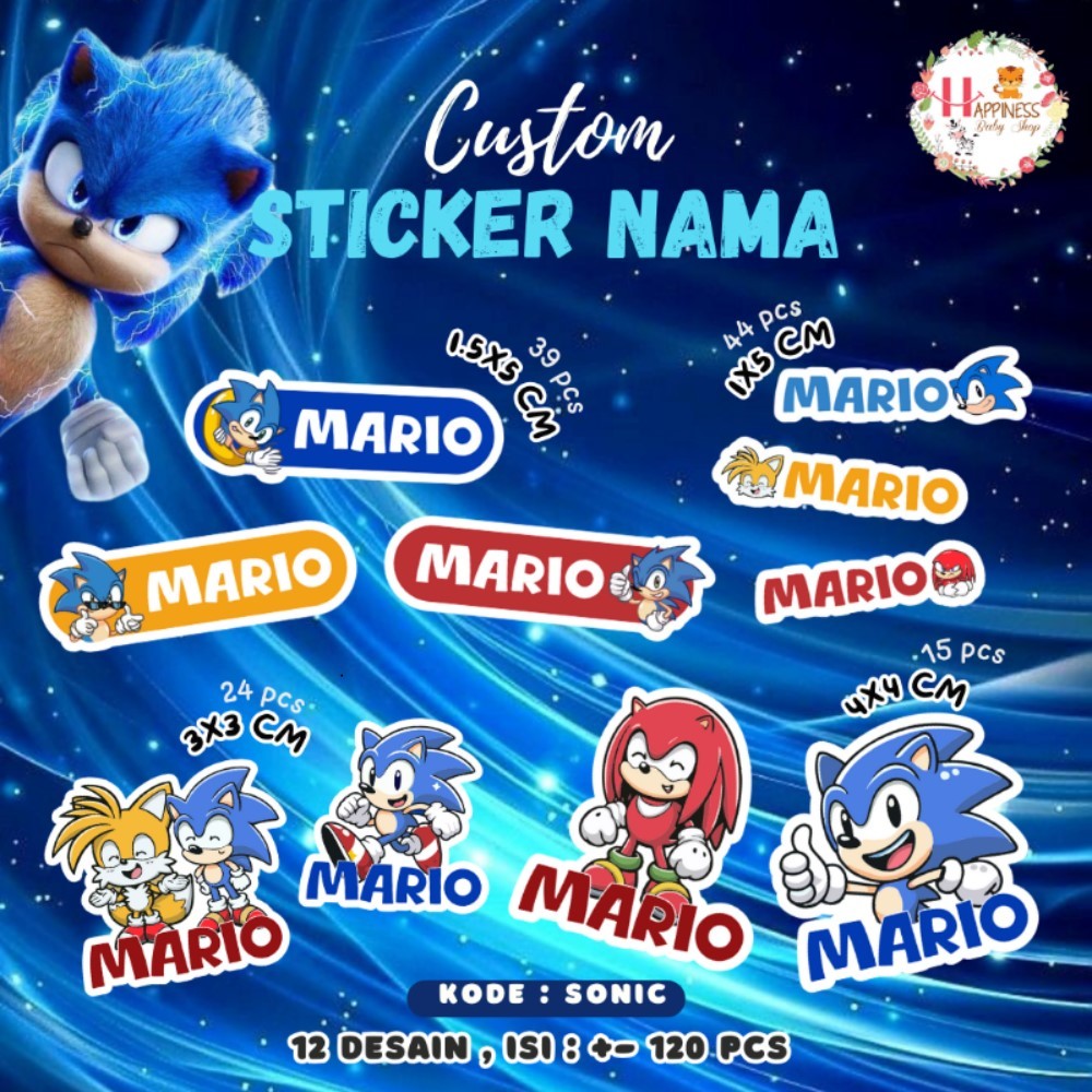 

(ISI 120) Sticker Label Nama Anak / Sticker Custom Nama Karakter / Stiker Set Pack / Stiker Nama Anak Waterproof
