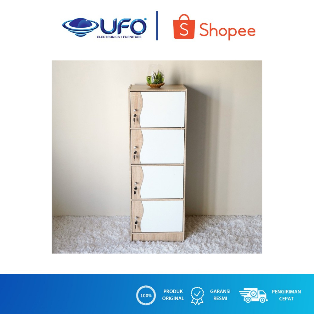 UNIHOME RAK BUKU 4 SUSUN + PINTU ASSOLOCK-4P