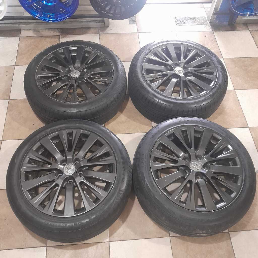 VELG MOBIL BEKAS SEKEN REP ALPHARD RING 18 LEBAR 7,5 PCD 6X139 ET 30 CHROME + BAN PHI(2) 225 45 R17 