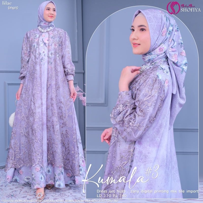 GAMIS SET HIJAB TILE DEWASA BY SHOFIYA PRODUK KUMALA DRESS-GAMIS PREMIUM