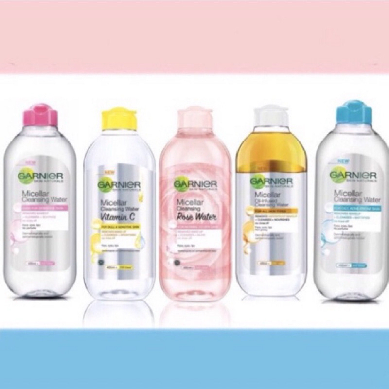 Garnier Micellar Water 400ml Pink, Biru, Kuning, Rose, Oil Infused